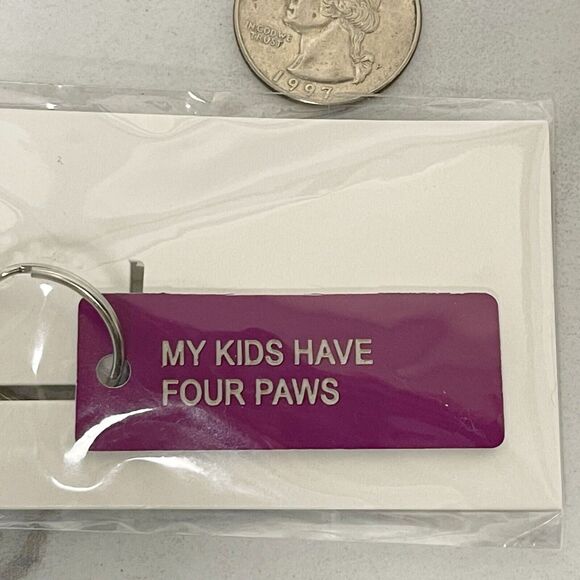 About Face "My Kids Have Four Paws" Purple Keychain Pet Parent ✨ - Picture 4 of 5
